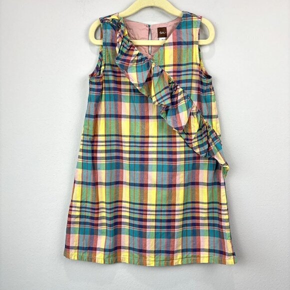 Tea Collection Madras Ruffle Dress Plaid 5 - Picture 1 of 10